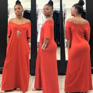 Burnt Orange Maxi Dress - M